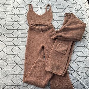 Cozy Brown Knit Lounge Set